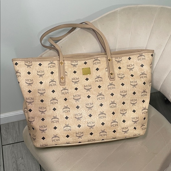 MCM Tan Monogram Tote Bag